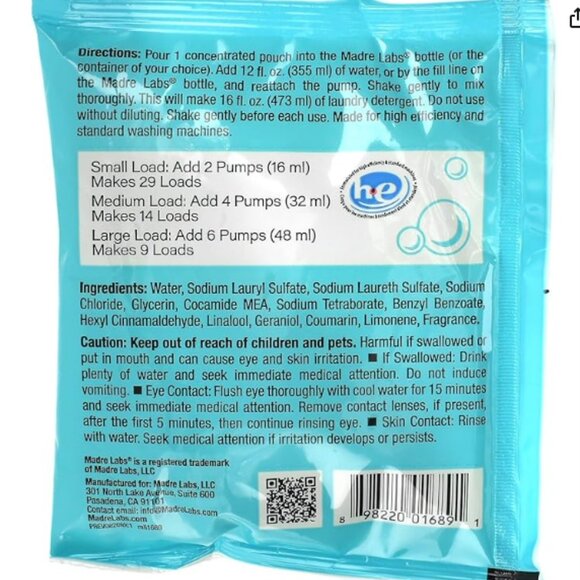 NEW Madre Labs O So Clean Laundry Detergent 3x Concentrated Fresh Cotton 16 OZ - Picture 3 of 3